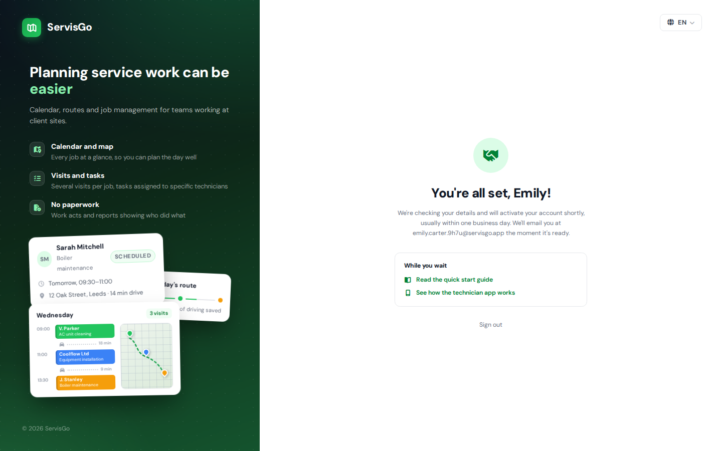 The You're all set screen shown after setup
