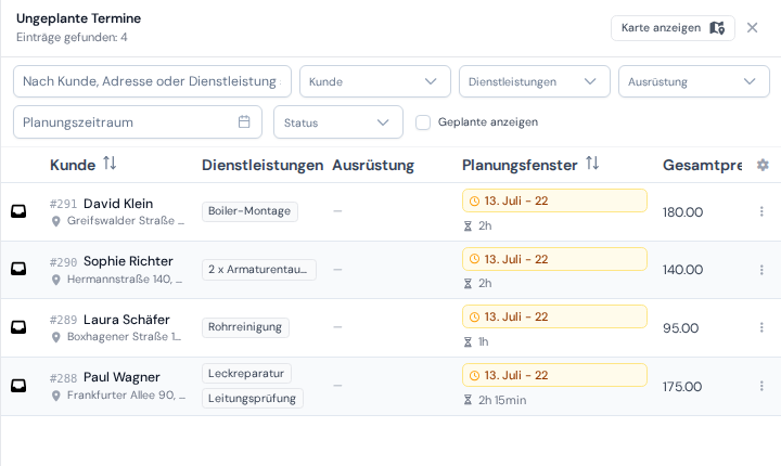Der Wartebereich mit Sanitäraufträgen, bereit, in einen neuen Tag gezogen zu werden