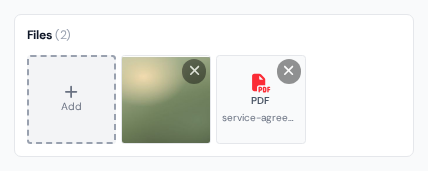 The Files card of an appointment with a photo and a PDF attached